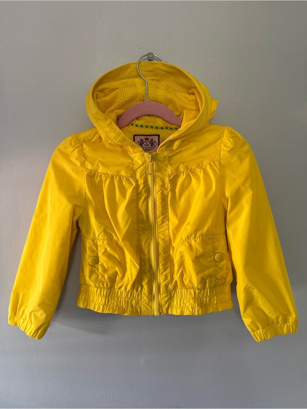 Juicy Couture Girls' Bright Yellow Hooded Rain Jacket